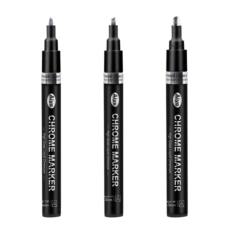 Wholesale high gloss mirror chrome plated markers, metal pens, reflective electroplated pens, DIY Gundam plastic model nail art metal pens